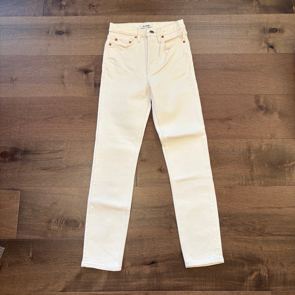 RE/DONE Womens Originals 90s High Rise Ankle Crop Jean size 23 Vintage White NWT